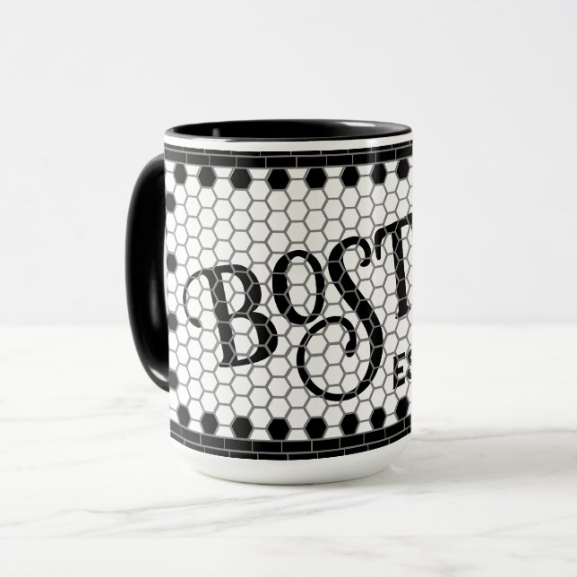 Hex Tile Print Boston Mug (Front Left)