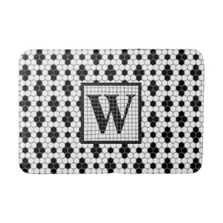 Hex Tile Print Monogram Bath Mat