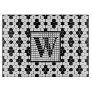 Hex Tile Print Monogram Cutting Board