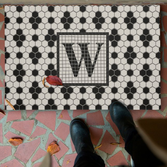 Hex Tile Print Monogram Doormat (Creator Uploaded)