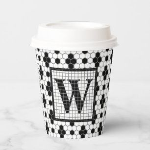 Hex Tile Print Monogram Paper Cup