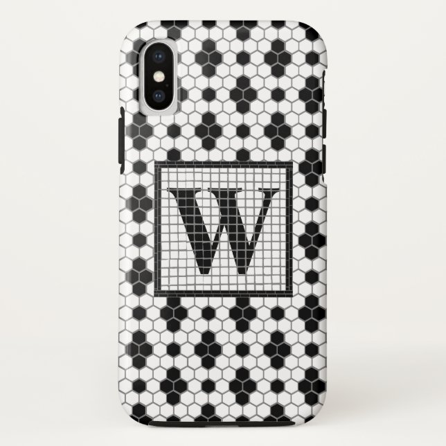 Hex Tile Print Monogram Phone Case (Back)