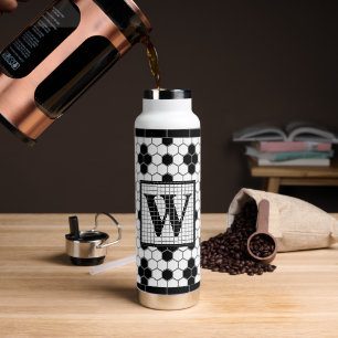 Hex Tile Print Monogram Travel Mug Water Bottle