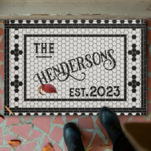Hex Tile Print Personalised Door Mat