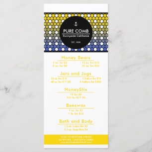 Hexa Honeycomb Apiary Honey Menu