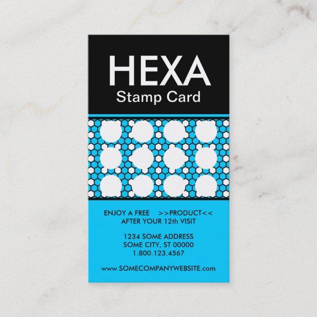 hexa stamp card (colour customisable) (Front)