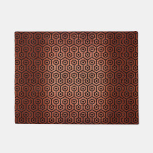 HEXAGON1 BLACK MARBLE & COPPER BRUSHED METAL (R) DOORMAT