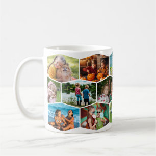 Hexagon 16 Photo Collage Modern Pattern Wrap Coffee Mug