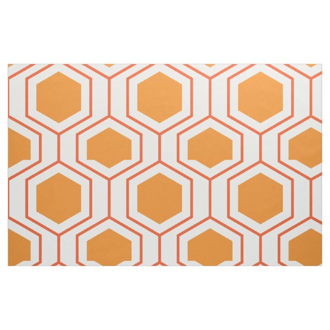 Hexagon abstract geometrical pattern in orange and fabric (Fat Quarter)