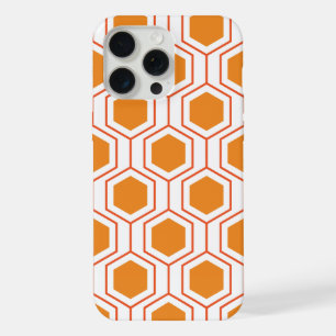 Hexagon abstract geometrical pattern in orange and iPhone 15 pro max case