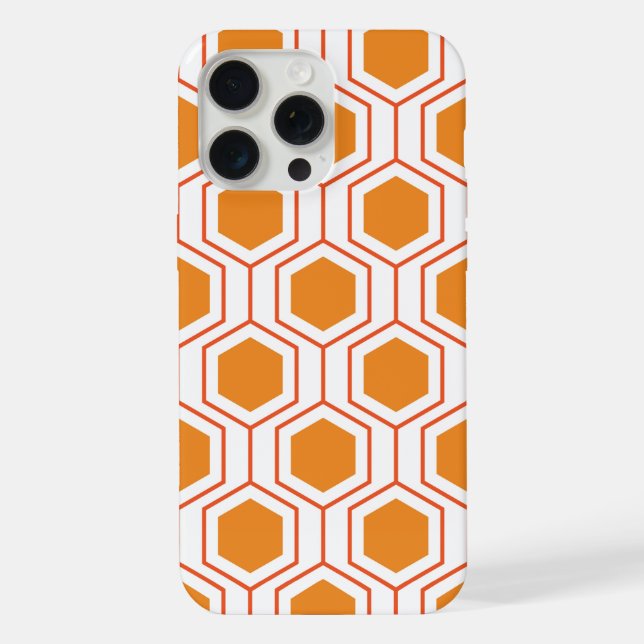 Hexagon abstract geometrical pattern in orange and iPhone case (Back)
