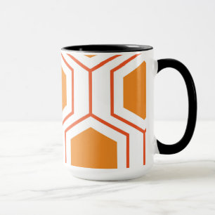 Hexagon abstract geometrical pattern in orange and mug