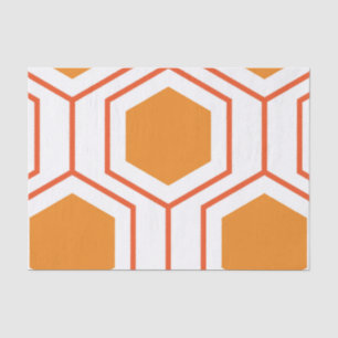 Hexagon abstract geometrical pattern in orange and tissue paper