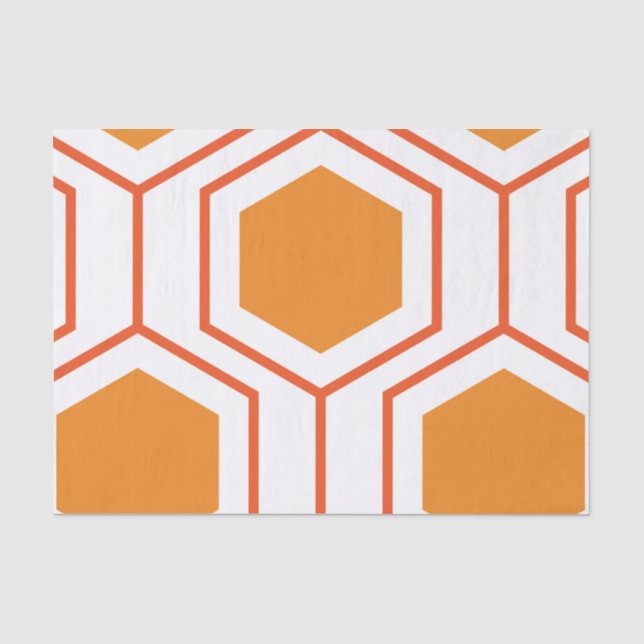 Hexagon abstract geometrical pattern in orange and tissue paper (Front)