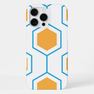 Hexagon abstract geometrical pattern in orange blu iPhone 16 pro max case