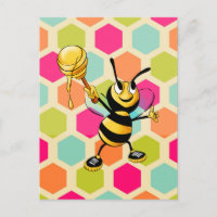 Hexagon Background with Honey Bee