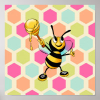 Hexagon Background with Honey Bee