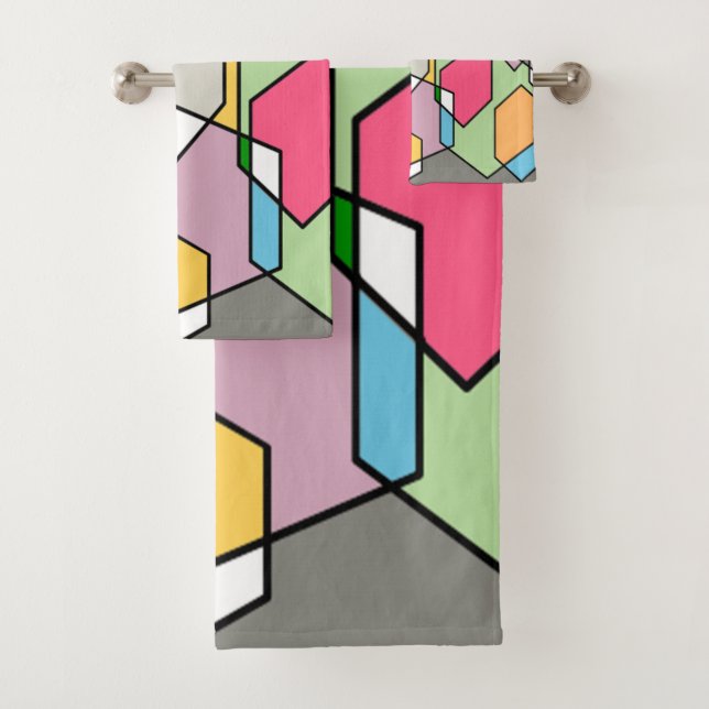 Hexagon Bauhaus Bath Towel Set (Insitu)