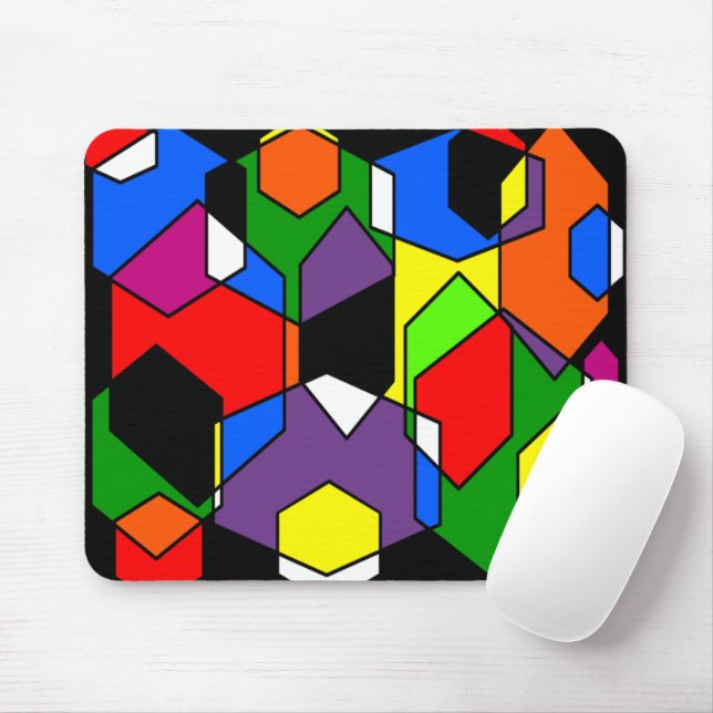 Hexagon Bauhaus Mouse Pad (With Mouse)