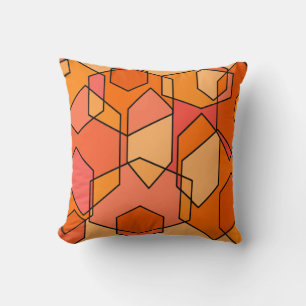 Hexagon Bauhaus - Orange Cushion