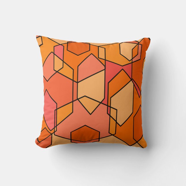Hexagon Bauhaus - Orange  Cushion (Front)