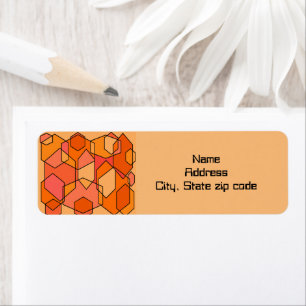 Hexagon Bauhaus - Orange Return Address Label