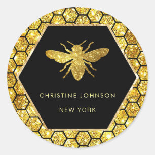 hexagon bee logo  classic round sticker