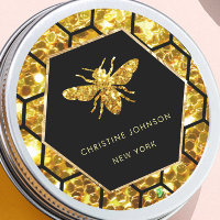 hexagon bee logo on black