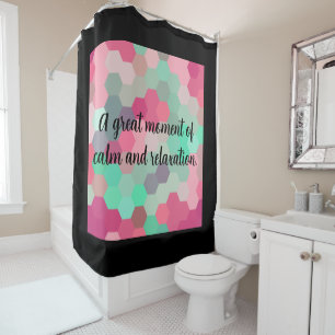 Hexagon black shower curtain