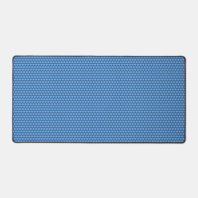 Hexagon Blue Black Pattern Desk Mat (Front)