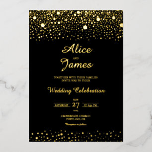 Hexagon Confetti Elegant Black Gold Foil Wedding