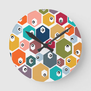 Hexagon Eyeballs  Round Clock