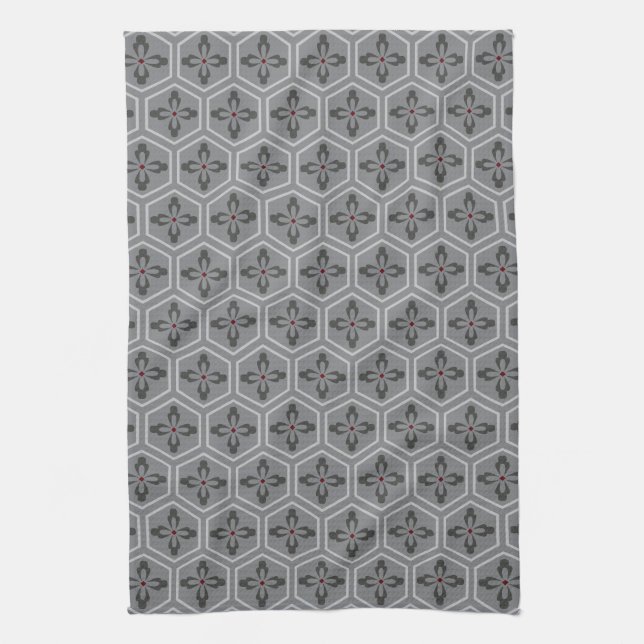 Hexagon floral tea towel (Vertical)