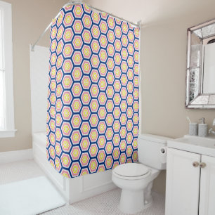 Hexagon flowers pattern shower curtain