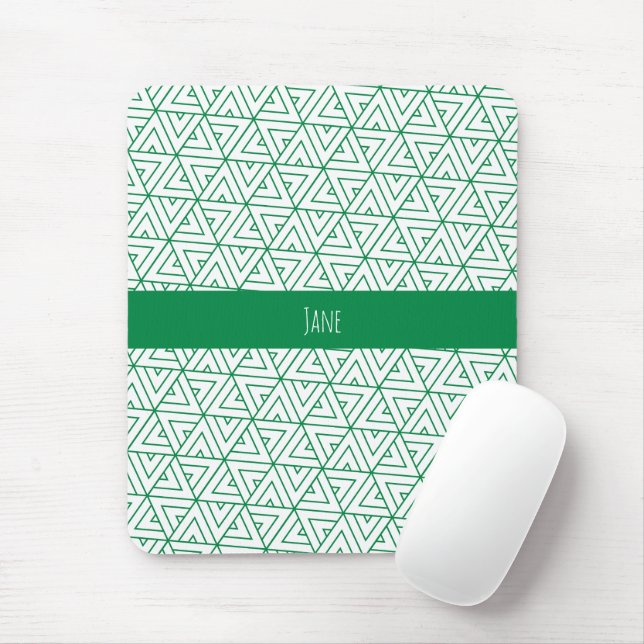 Hexagon Green White Minimal Pattern Mouse Pad (With Mouse)