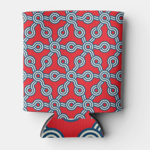Hexagon grid, red blue, geometric pattern. can cooler