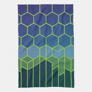 Hexagon Harmony Elegant Geometric Abstract Tea Towel