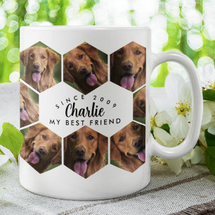 Hexagon Honeycomb pet photo modern elegant collage Coffee Mug
