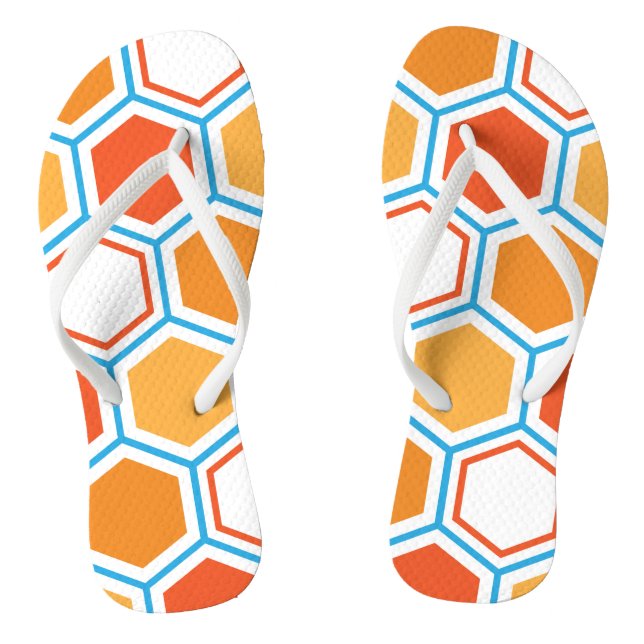 Hexagon in orange, blue and white thongs (Footbed)