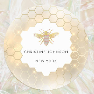 hexagon jewel bee logo classic round sticker
