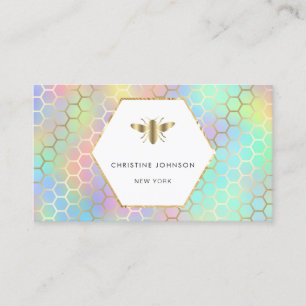 hexagon label golden bee business card
