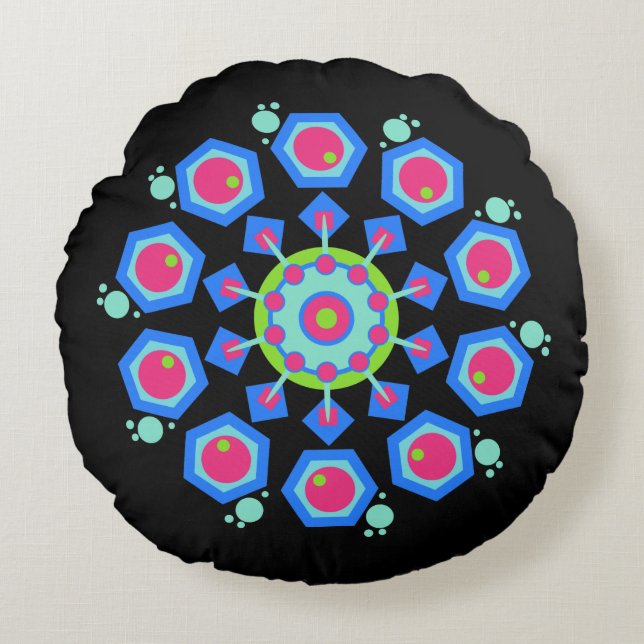 hexagon mandala round pillow (Front)