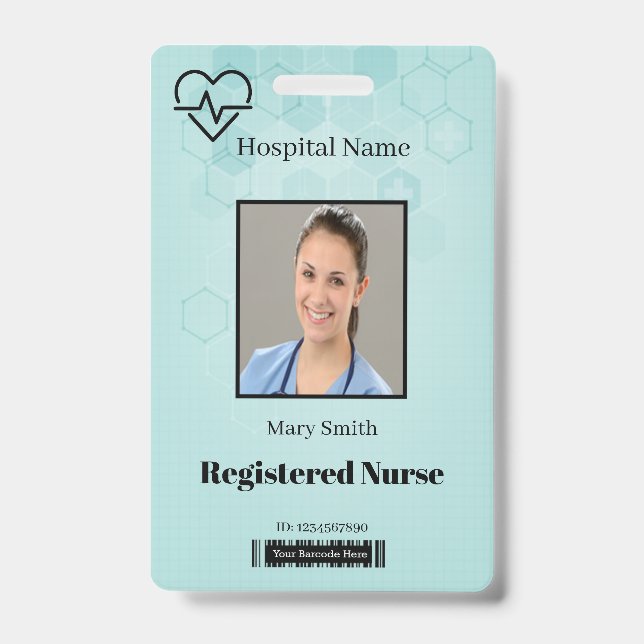 Hexagon Medical Heat Beat Lifeline Photo ID Vertic Badge (Front)