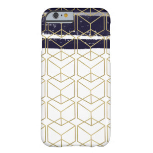 Hexagon Modern Navy Blue Gold Geometric Glam Barely There iPhone 6 Case