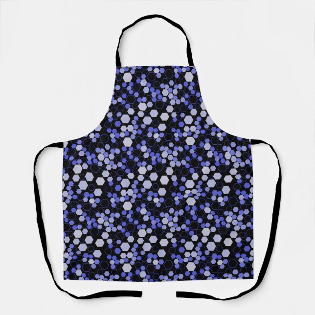Hexagon pattern 01b.Blue. Black BG Apron (Front)