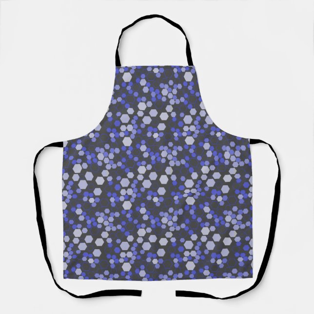 Hexagon pattern 01b.Blue. D Grey BG Apron (Front)
