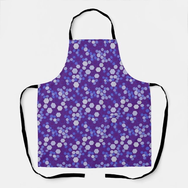 Hexagon pattern 01b.Blue. D Purple BG Apron (Front)