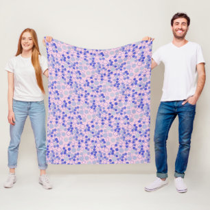Hexagon pattern 01b.Blue. Lpink BG Fleece Blanket