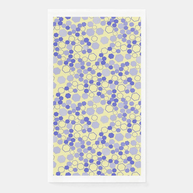 Hexagon pattern 01b.Blue. Lyellow BG Napkin (Front)