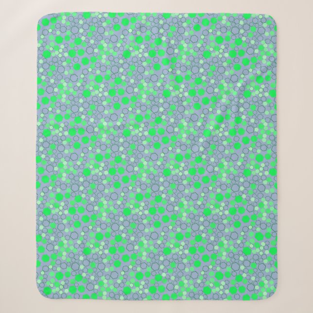 Hexagon pattern 02b.Green LBlue BG Sherpa Blanket (Front)